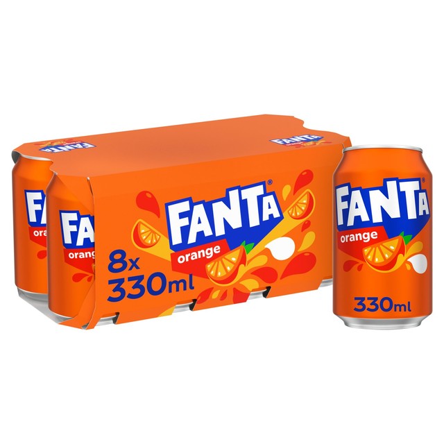Fanta orange soft drink 8 x 330ml cans - British product