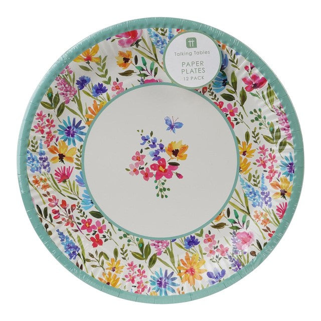 Talking Tables Meadow paper party plates, UK version