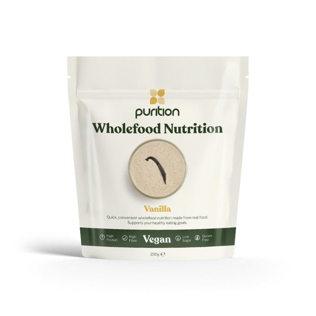 Purition vanilla wholefood nutrition powder 250g, imported from the UK
