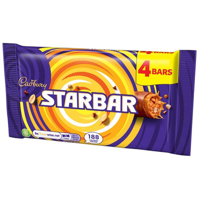 Cadbury Starbar Karamell & Peanøtt Melkesjokoladeplate 4 x 37g