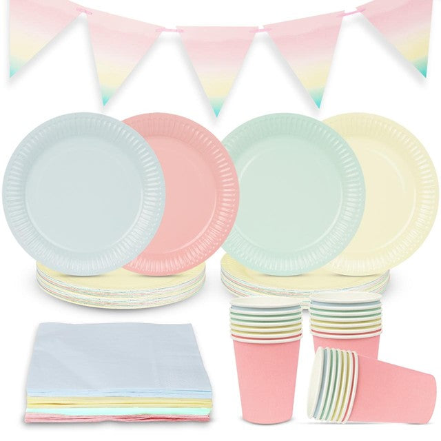 Talking Tables pastel party tableware and decoration set 16-pack (British brand)