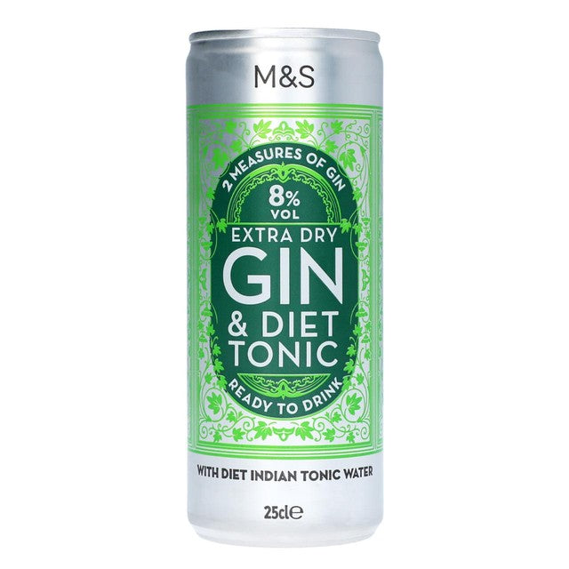 M&S Diet Gin & Tonic 25cl, imported from the UK