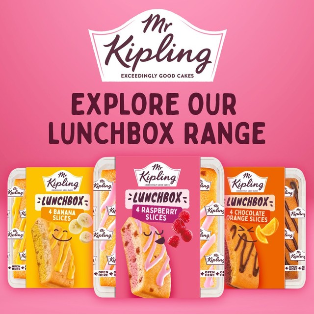 Mr Kipling Raspberry Cake Slices 4 Pack, imported from the UK