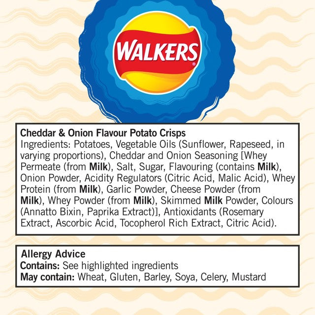 Walkers Crinkles Cheddar Cheese & Onion crisps 5x23g (British brand)