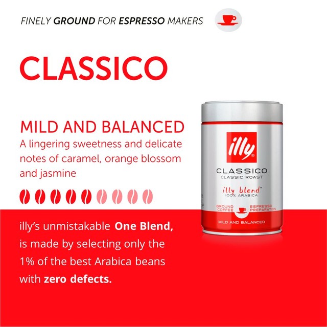 Illy Espresso Coffee Classic Roast 125g, UK version