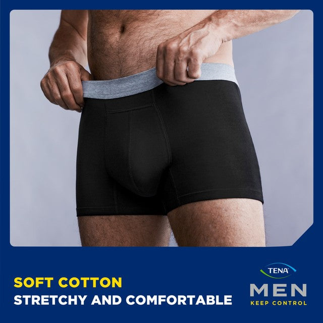TENA Men Washable Incontinence Boxer Black Size Large (British brand)