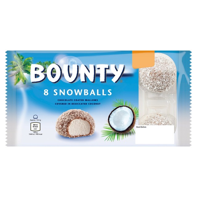Bounty Snowballs 8 pack chocolate coconut marshmallow - British product