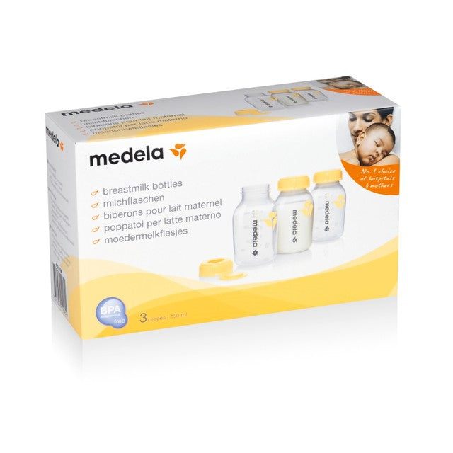 Medela breastmilk storage bottles with lid pack of 3, imported from the UK
