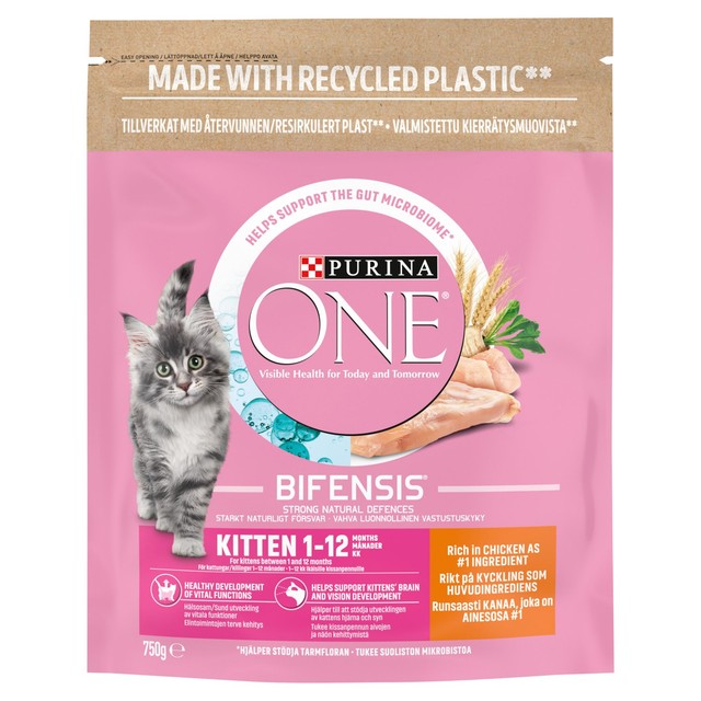 Purina One Kitten Chicken Dry Cat Food 750g, imported from the UK