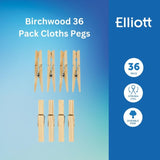 Elliotts Birchwood Clothes Pegs 36 Pack - British product