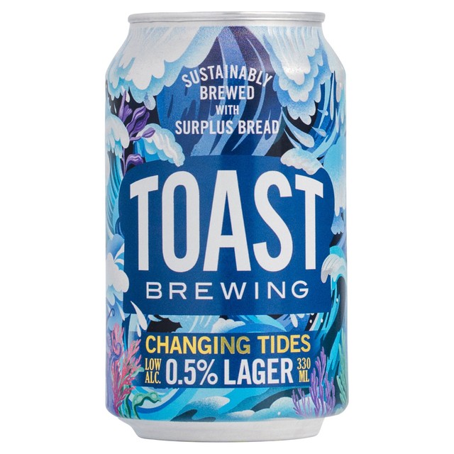 Toast Ale Changing Tides 0.5% lager 330ml (British brand)