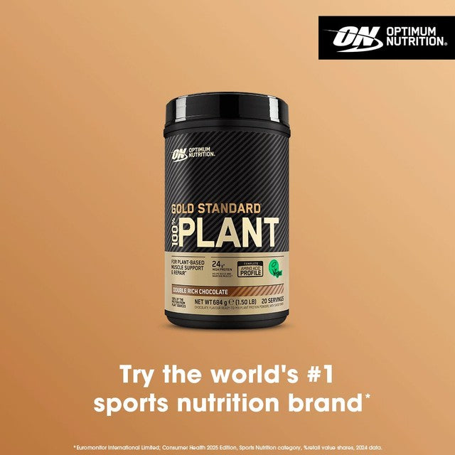 Optimum Nutrition plant protein powder chocolate 684g, imported from the UK