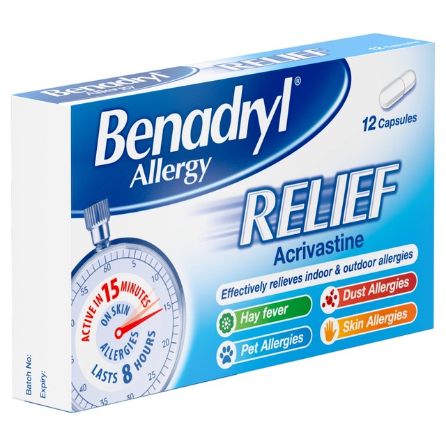 Benadryl Allergy Relief Capsules 12 Pack - British product