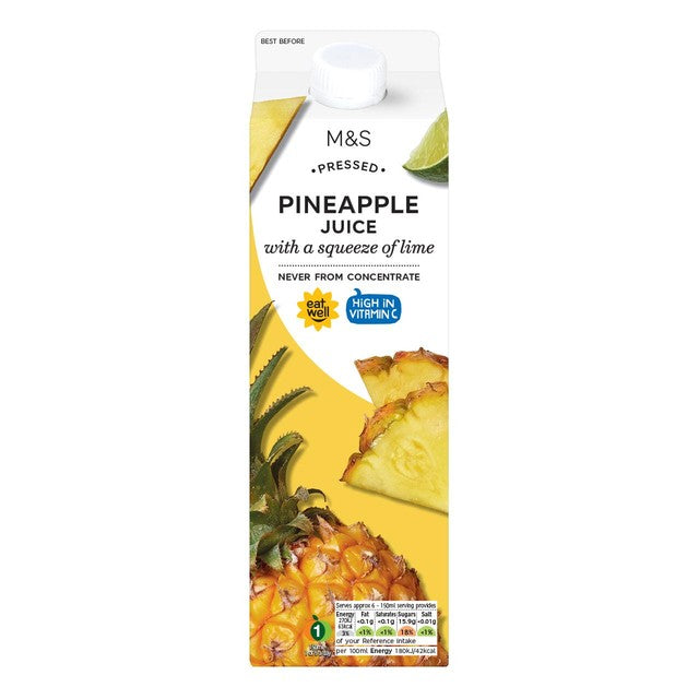 M&S pressed pineapple with lime juice 1L, imported from the UK