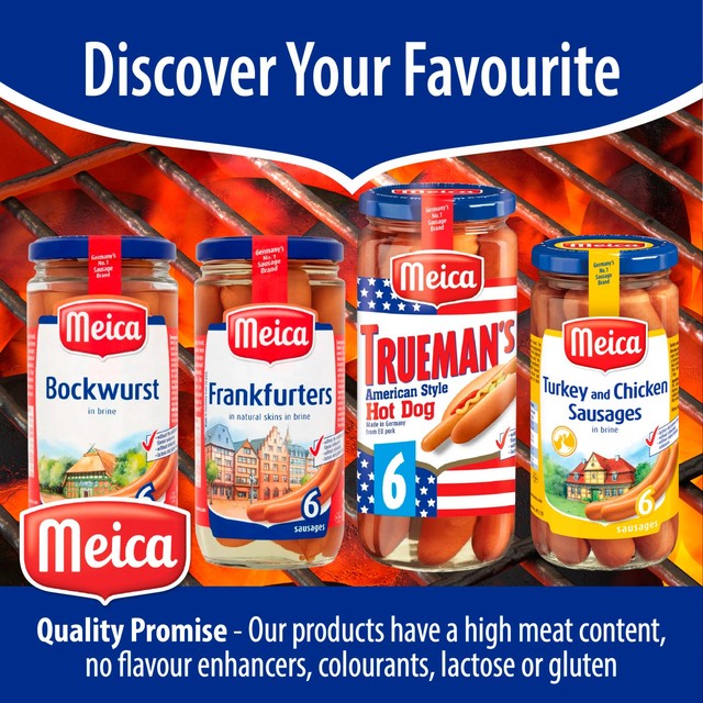 Meica Frankfurter Pork Hot Dog Sausages 375g, imported from the UK