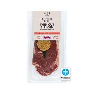 Marks and Spencer Thin Cut Sirloin Steak med Peppercorn Butter Beef Joint 200g