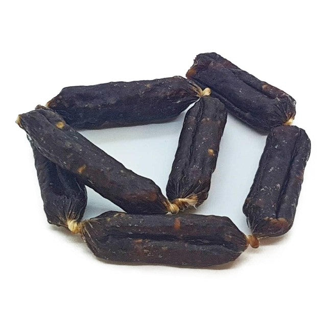 The Innocent Hound venison sausages with chopped apple dog treats (British brand)