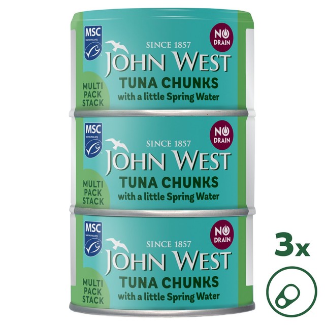 John West tuna chunks with spring water 3 x 100g, UK version