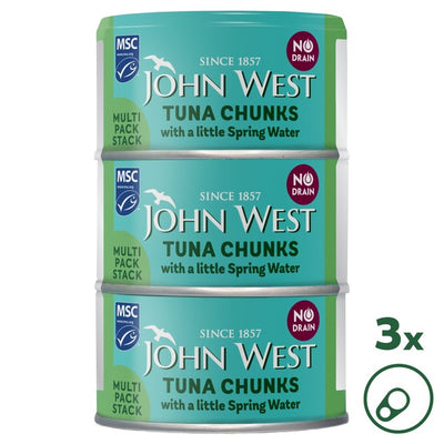 M&S John West No Drain Tuna Chunks with Spring Water Canned Tuna 3 x 100g- Buy online at McGrocer