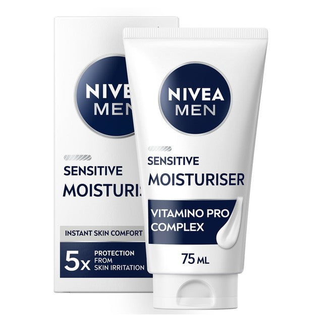 Nivea men sensitive face moisturiser with 0% alcohol 75ml, imported from the UK