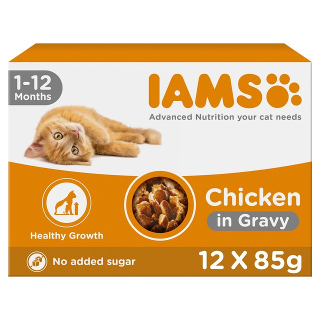 Iams kitten wet food chicken in gravy 12 x 85g multipack, UK version