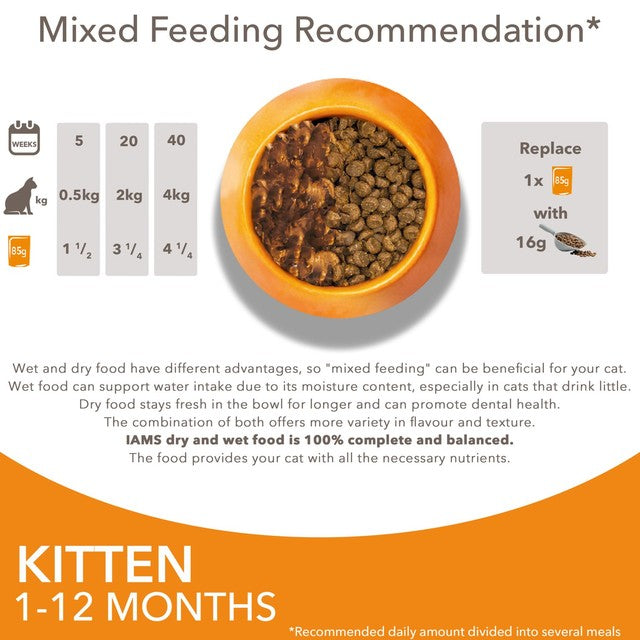 Iams kitten wet food chicken in gravy 12 x 85g multipack, UK version