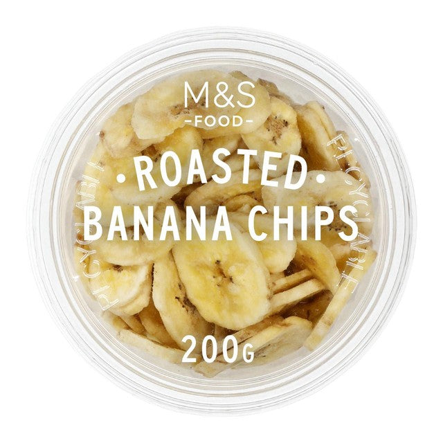 M&S roasted banana chips 200g, imported from the UK