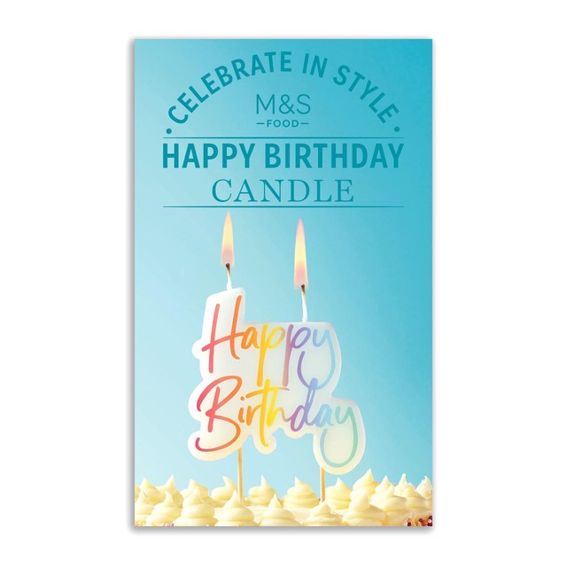 M&S Happy Birthday candle, imported from the UK