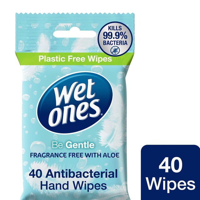 Wet Ones Be Gentle antibacterial hand wipes 40 wipes (British brand)