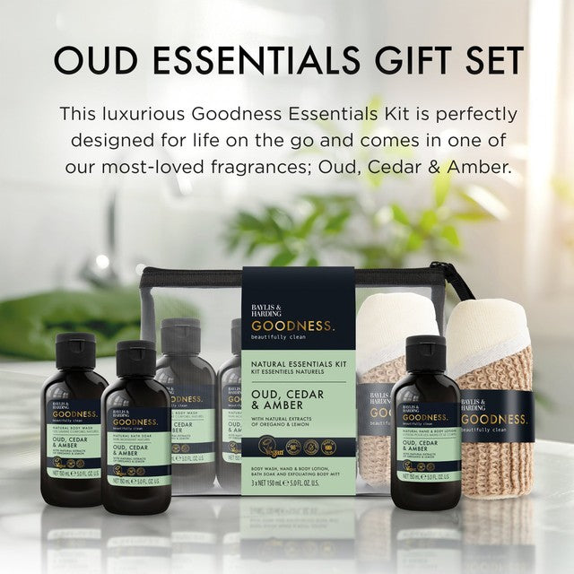 Baylis & Harding Oud Cedar & Amber bath and body gift set - British product