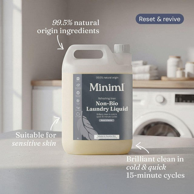 Miniml Flüssigwaschmittel Fresh Linen 5L, importiert aus Großbritannien