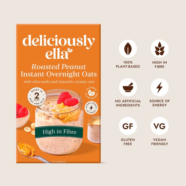 Deliciously Ella Peanut Instant Overnight Oats 360g - British product