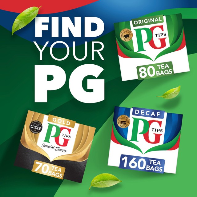 PG Tips decaf black tea bags 203g, imported from the UK