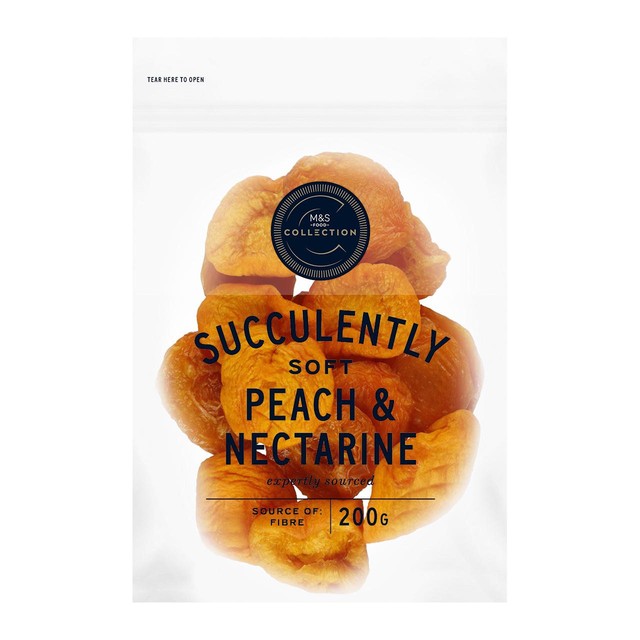 M&S soft dried peach and nectarine halves 200g, imported from the UK