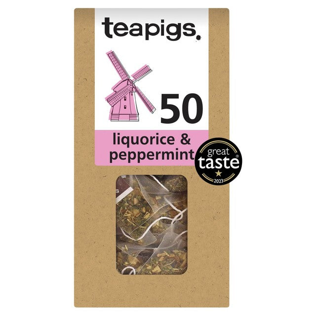 Teapigs liquorice and peppermint herbal tea bags 50 pack (British brand)