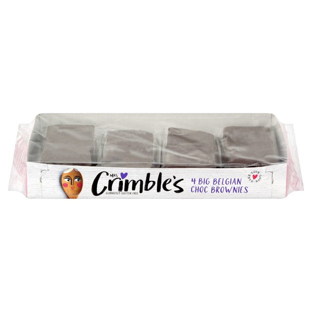 Mrs Crimble's gluten free Belgian chocolate brownies 4 pack, imported from the UK