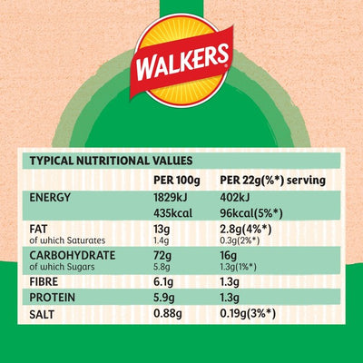 Chips cuites au four Walkers Sel & Vinaigre Multipack 6 x 22g