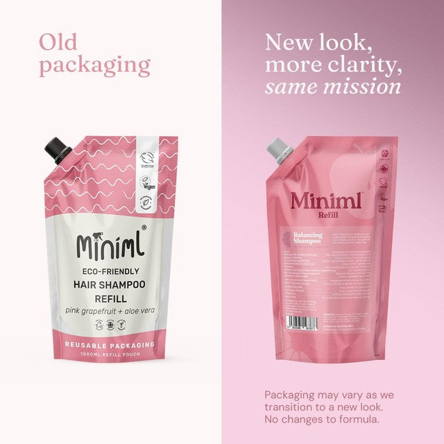 Miniml shampoo Pink Grapefruit & Aloe Vera Refill 1L, imported from the UK
