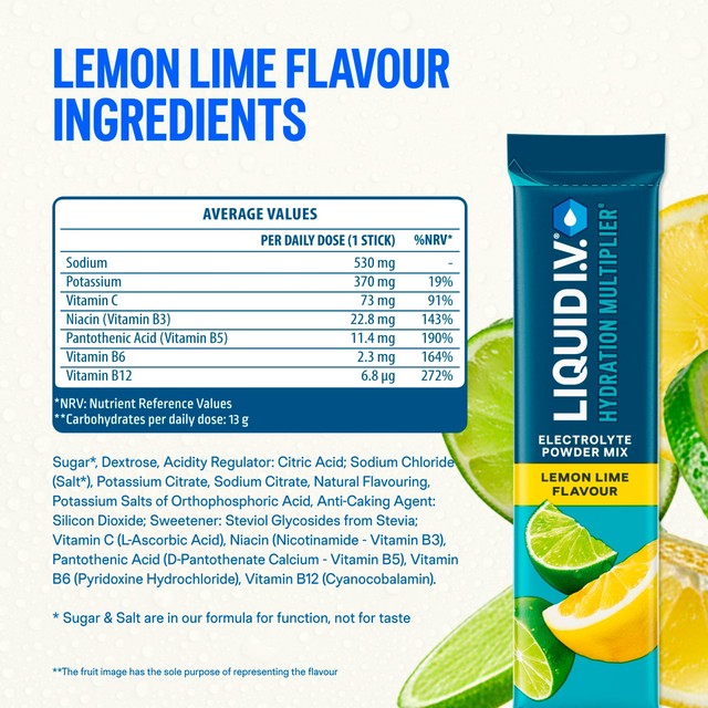 Liquid I.V. electrolyte powder Lemon Lime 15x16g, UK version