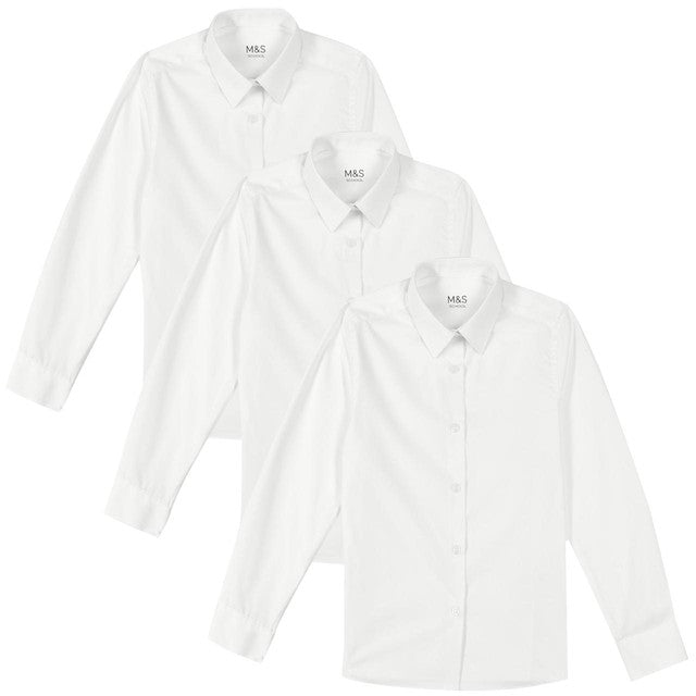 M&S girls' slim fit white blouses size 11-12, imported from the UK