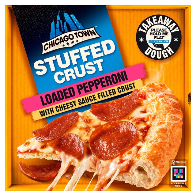 Chicago Town cheesy stuffed crust pepperoni large frozen pizza - British product