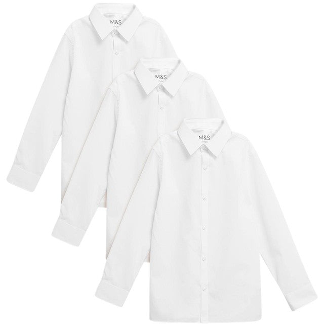 M&S boys slim fit shirt 3-pack ages 3-4, imported from the UK