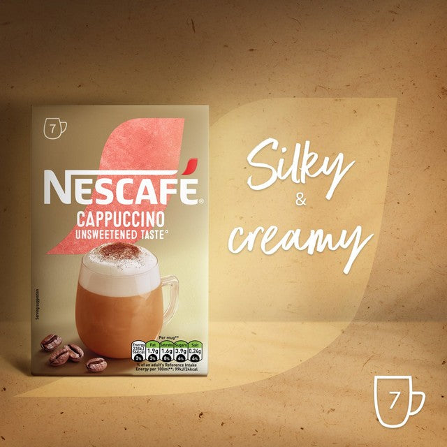 Nescafe Cappuccino unsweetened instant coffee 7 sachets, imported from the UK