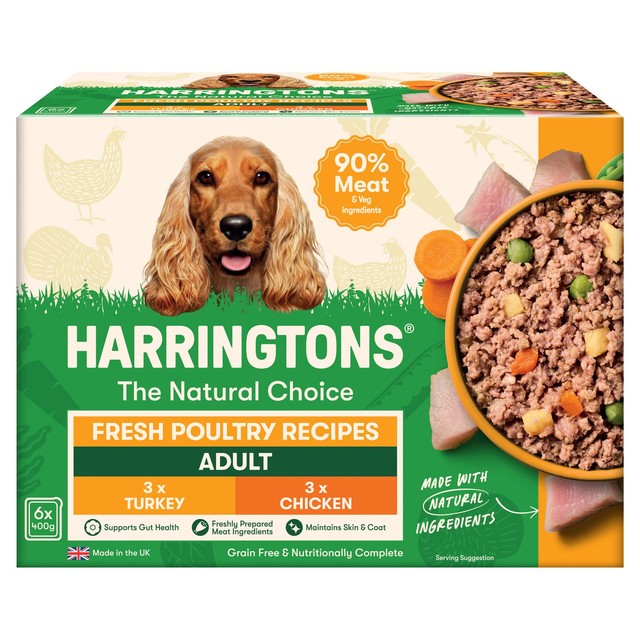 Harringtons mixed poultry wet dog food 6 x 400g trays, UK version