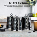 Tower Solitaire black canisters set of 3 (British brand)