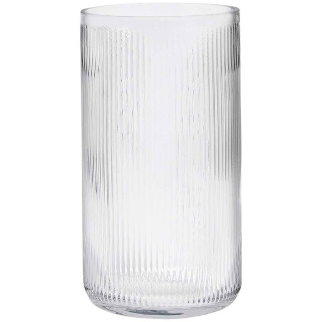 M&S clear ribbed glass cylinder vase 27cm (British brand)