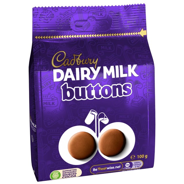 Cadbury Dairy melkesjokoladeknapper 100g - britisk produkt