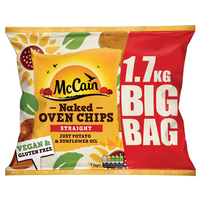 McCain straight cut frozen oven chips 1.7kg, imported from the UK