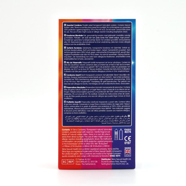 Skins Assorted Condoms Natural Dots and Ribs 16 Pack (British brand)