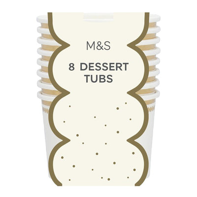 M&S Weiß & Gold Einweg Papier Dessertschalen 8er Pack
